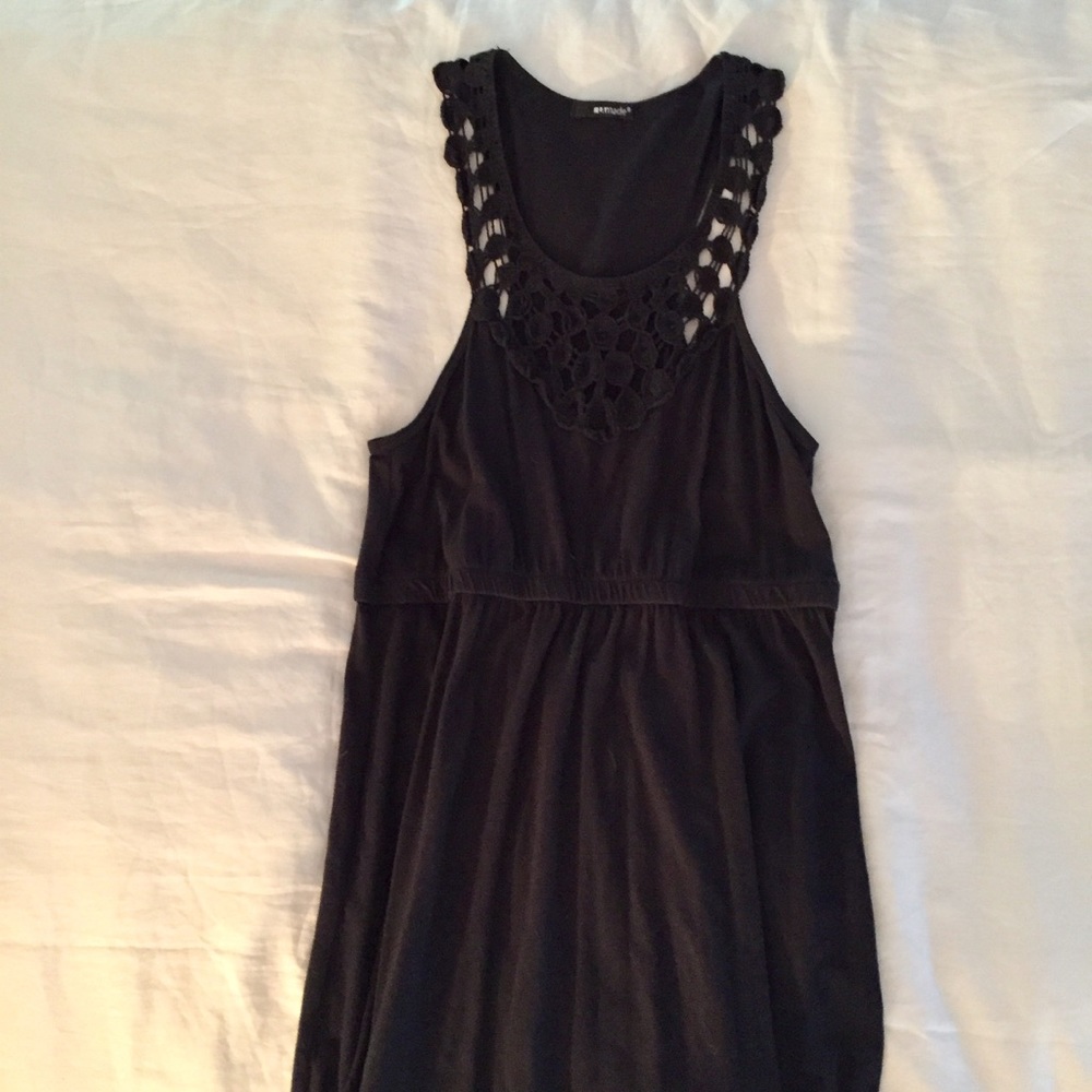 LaMade Black Cotton crochet Maxi dress, size M